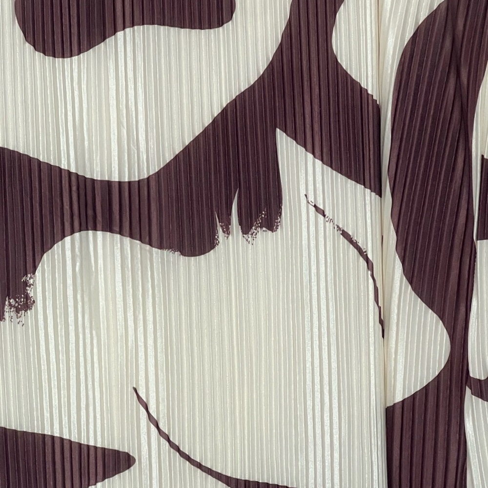 Brown and Cream Patterned Pleated Fabric